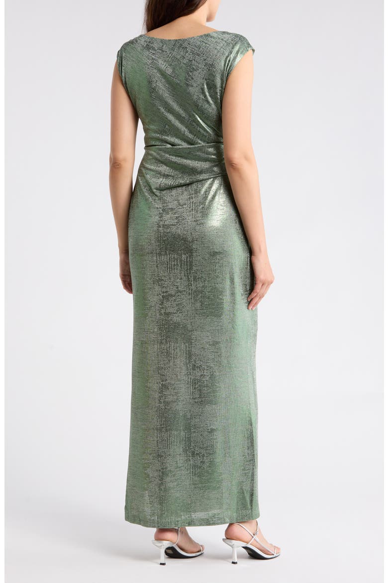 Metallic Cowl Neck Sleeveless Gown, Alternate, color, SAGE