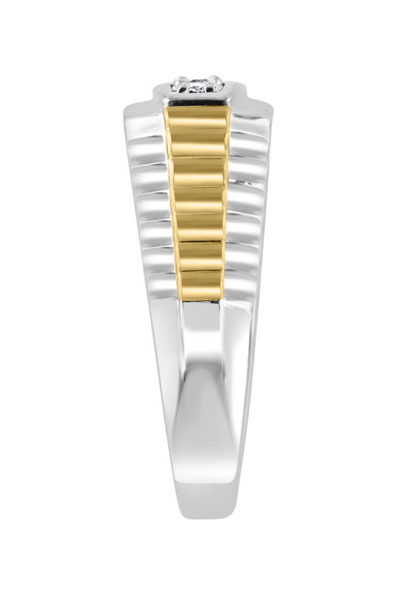 Diamond Two-Tone Signet Ring, Alternate, color, SILVER