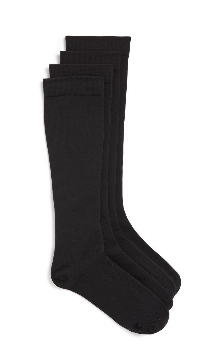 Nordstrom 2-Pack Knee High Compression Socks, Main, color, Black- Black