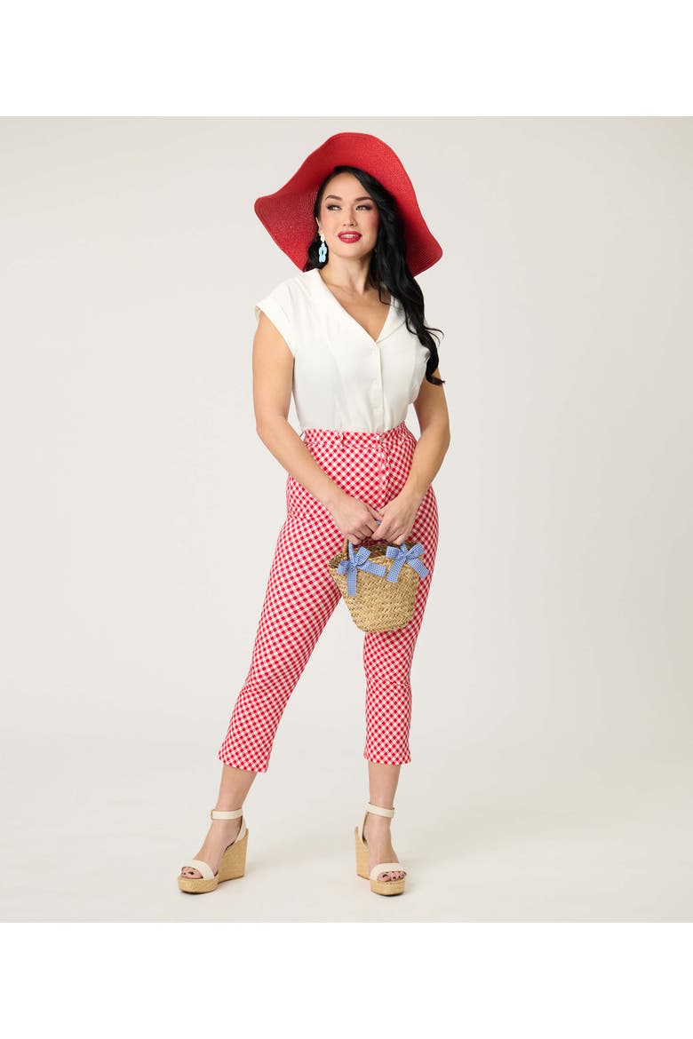Rachelle Capri Pants, Alternate, color, Red Gingham
