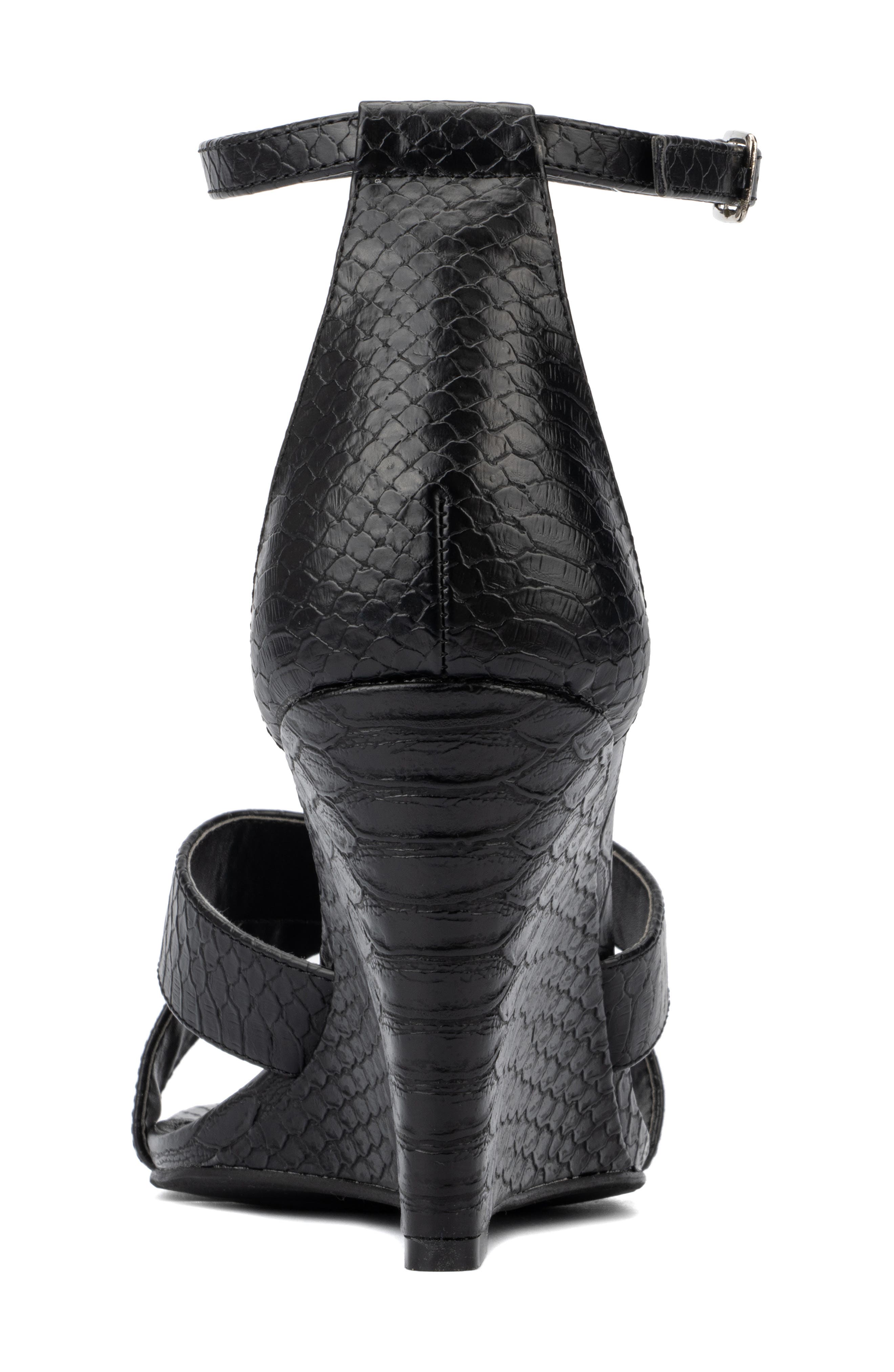 Fashion to Figure Marcie Snake Embossed Wedge Sandal - Wide Width, Alternate, color, 