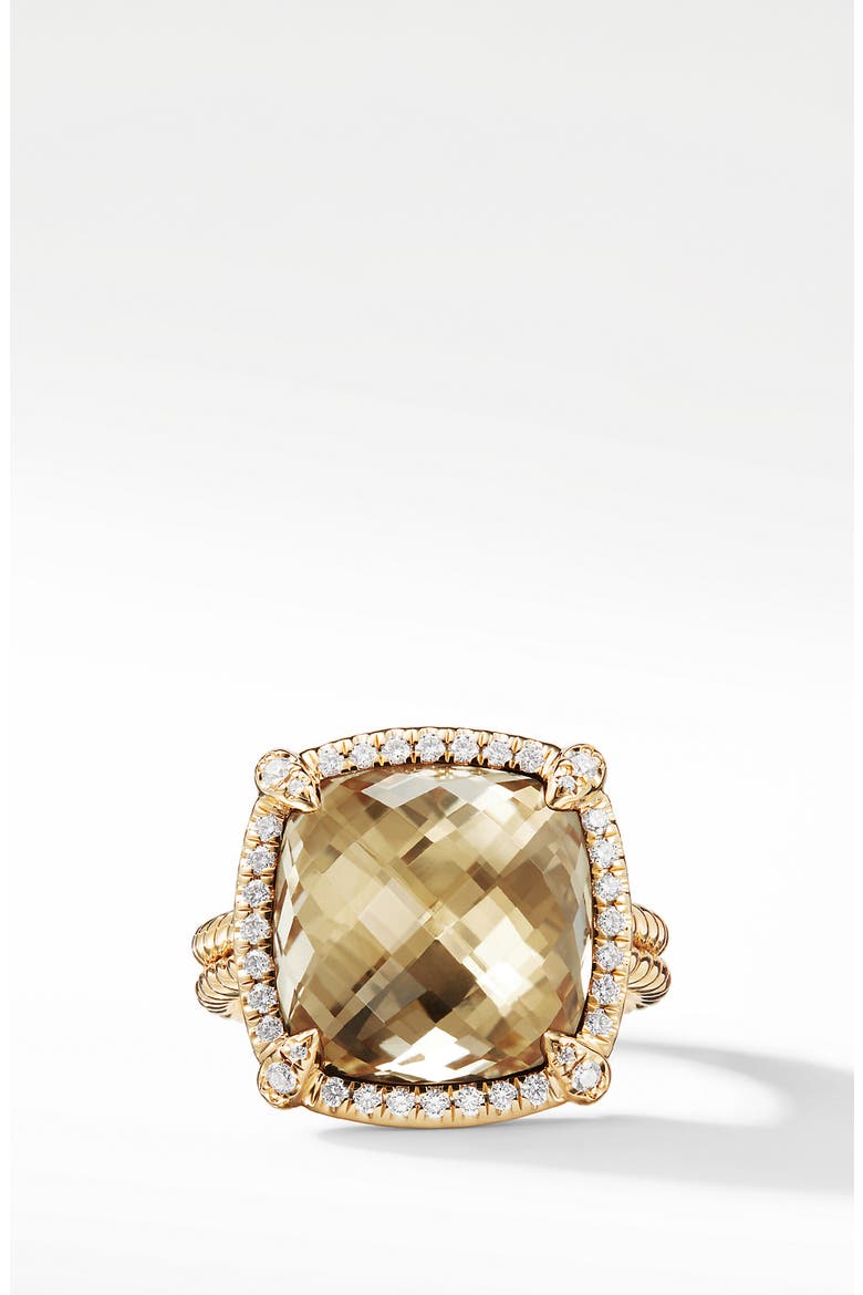 Chatelaine® Ring with Semiprecious Stone and Diamonds, Alternate, color, CHAMPAGNE