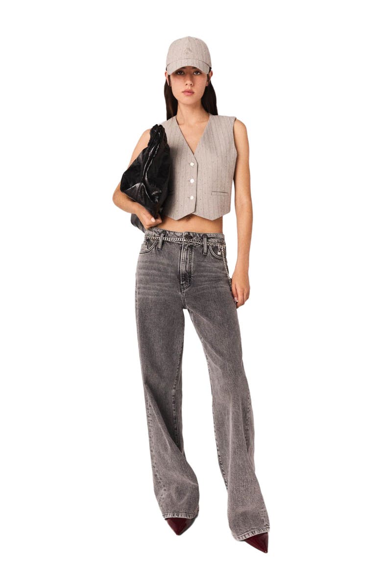 maje Rhinestone tailored vest, Alternate, color, Light Grey