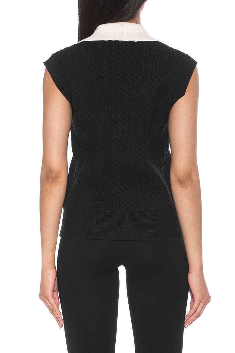 Michelle Cable Knit Sweater Vest, Alternate, color, BLACK