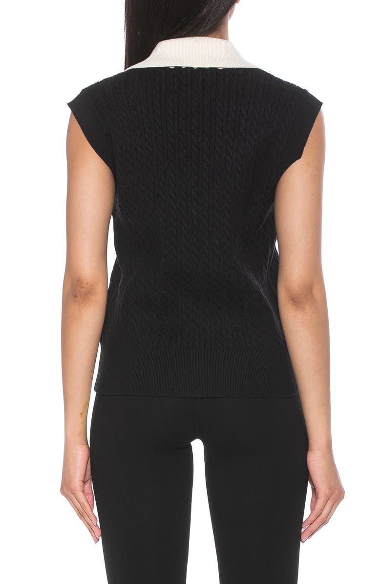 Alexia Admor Michelle Cable Knit Sweater Vest, Alternate, color, Black