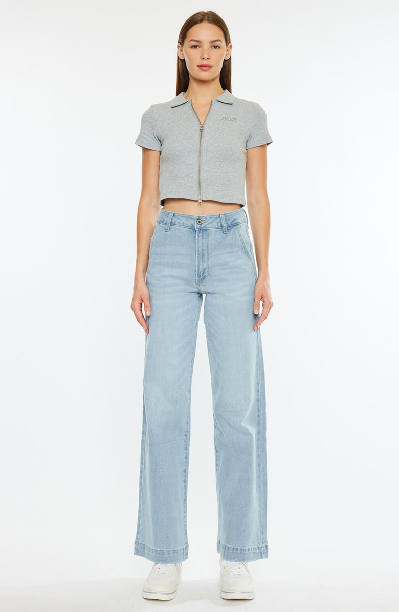 KanCan Celine Ultra High Rise Wide Leg Jeans, Main, color, Light Wash