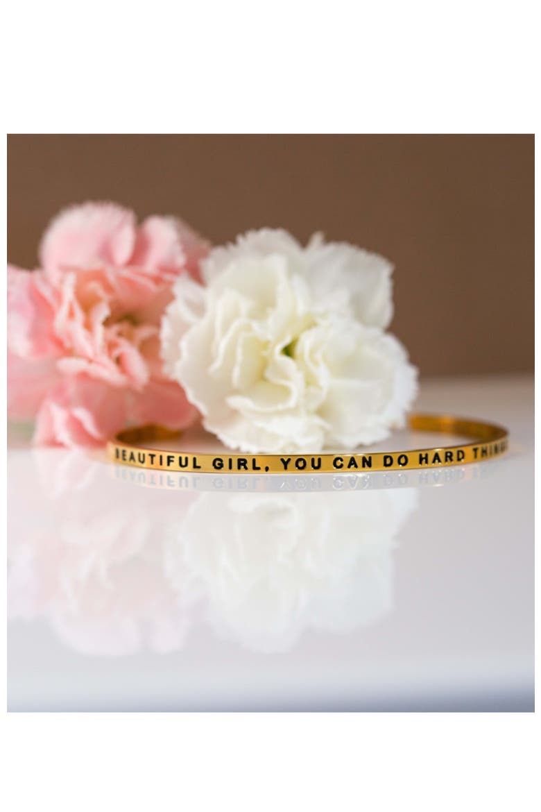 Beautiful Girl, You Can Do Hard Things bracelet, Alternate, color, Outside - Yellow Gold