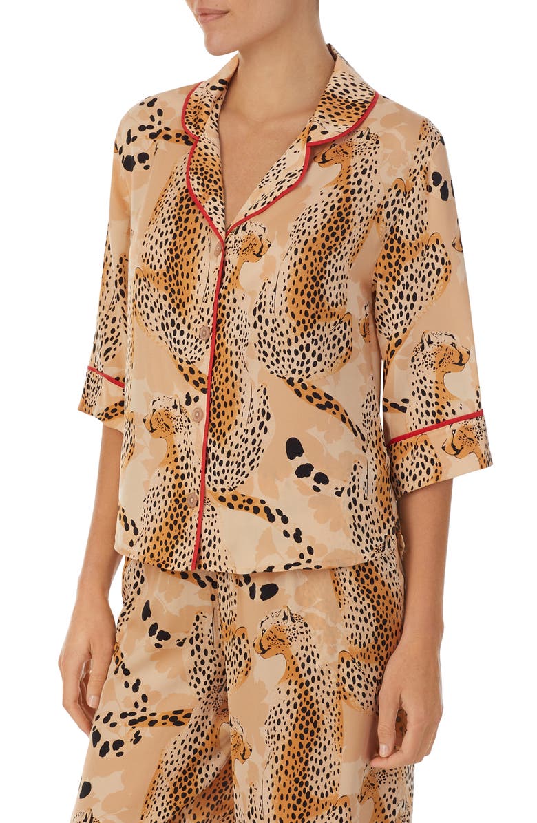Room Service Pjs Pajama Top, Alternate, color, Tan Flora