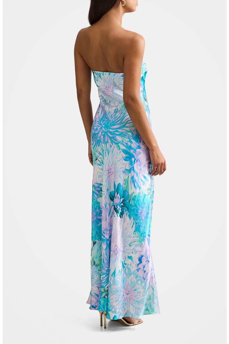 Kai Floral Strapless Satin Dress, Alternate, color, BLUE CARMEN FLORAL