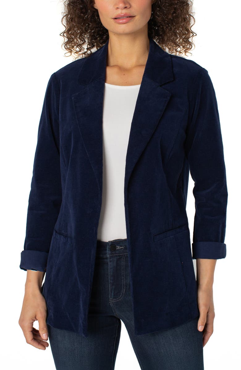 Liverpool Los Angeles Corduroy Open Front Boyfriend Blazer, Main, color, Arctic Night