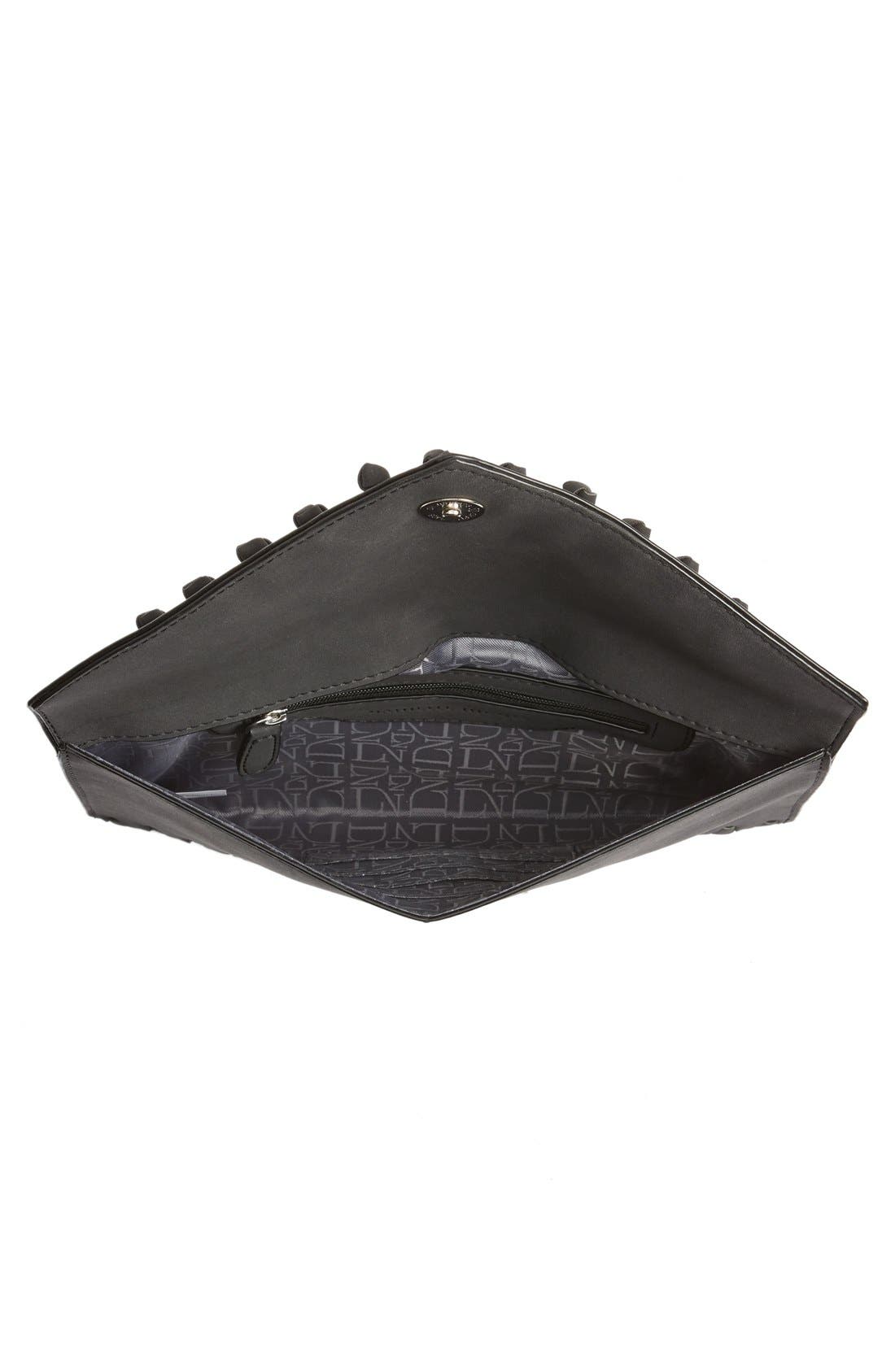 'Tina' Faux Leather Envelope Clutch, Alternate, color, BLACK