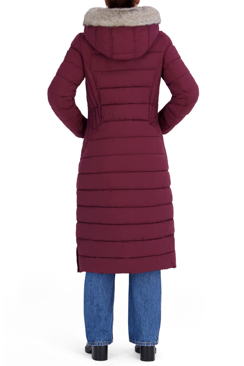 Water Resistant Faux Fur Trim Longline Puffer Coat, Alternate, color, PRY
