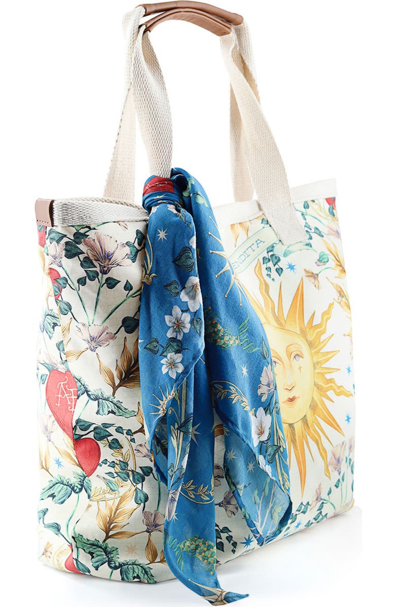 Agua Bendita Lucia Solstice Print Tote Bag, Alternate, color, White