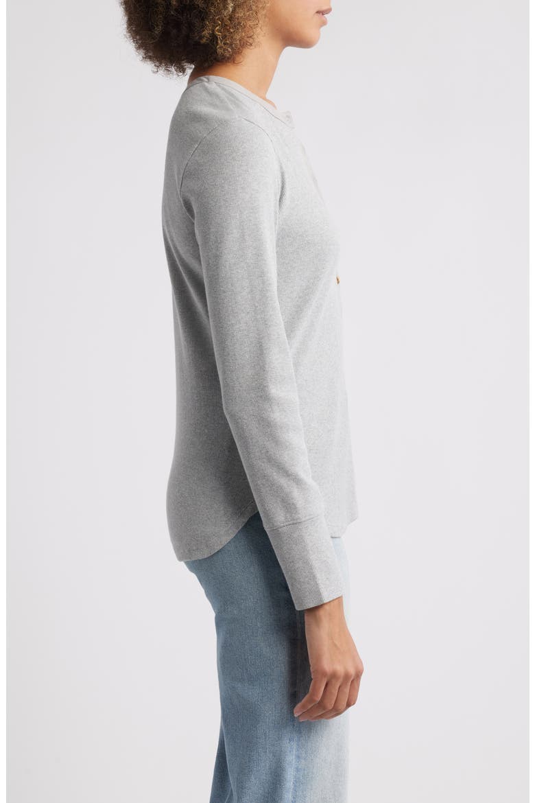 Mixed Media Long Sleeve Henley Top, Alternate, color, GREY HEATHER
