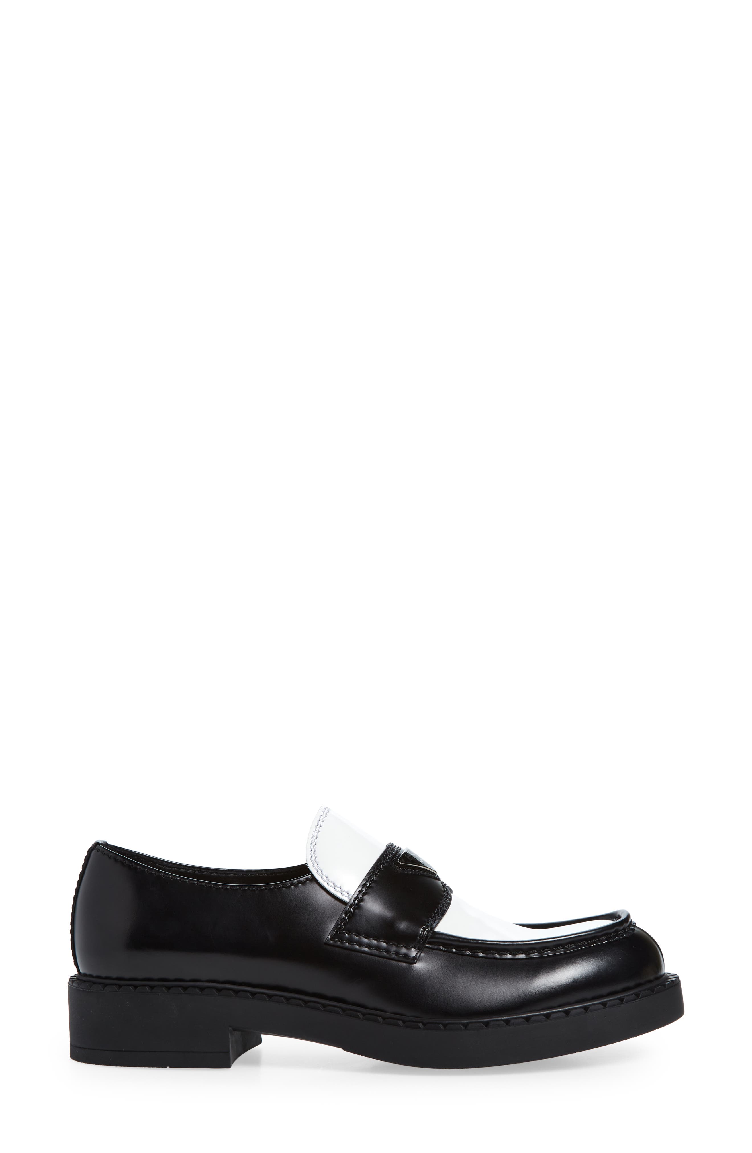 Prada Triangle Logo Loafer, Alternate, color, 