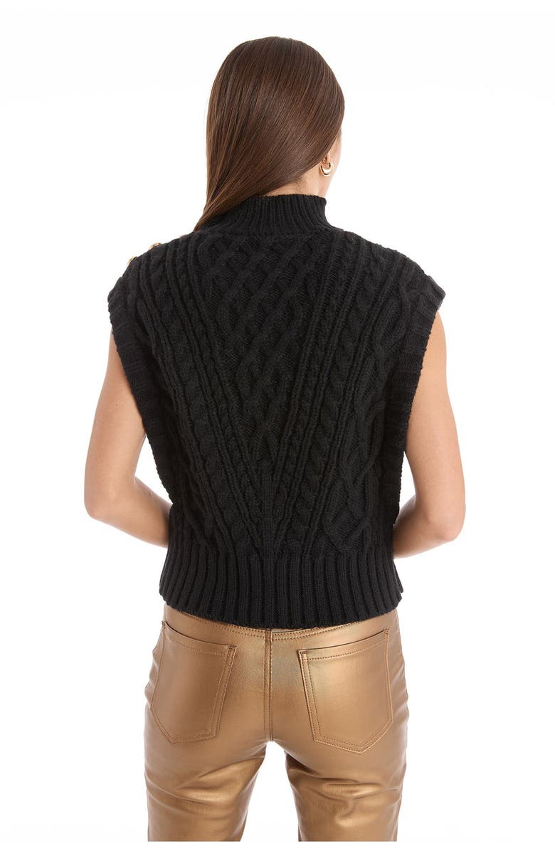 The Noli Shop Raina Cable Knit Button Sweater, Alternate, color, Black