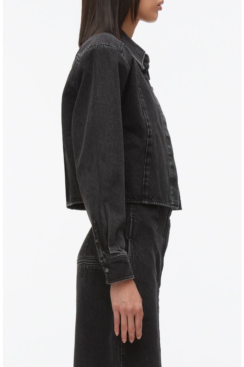 Cropped Denim Shirt Jacket, Alternate, color, WASHED BLACK