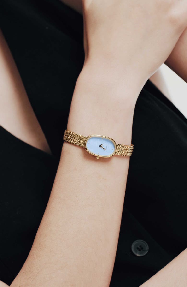 BREDA Jane Tethered Mesh Strap Watch, 18mm, Alternate, color, Gold