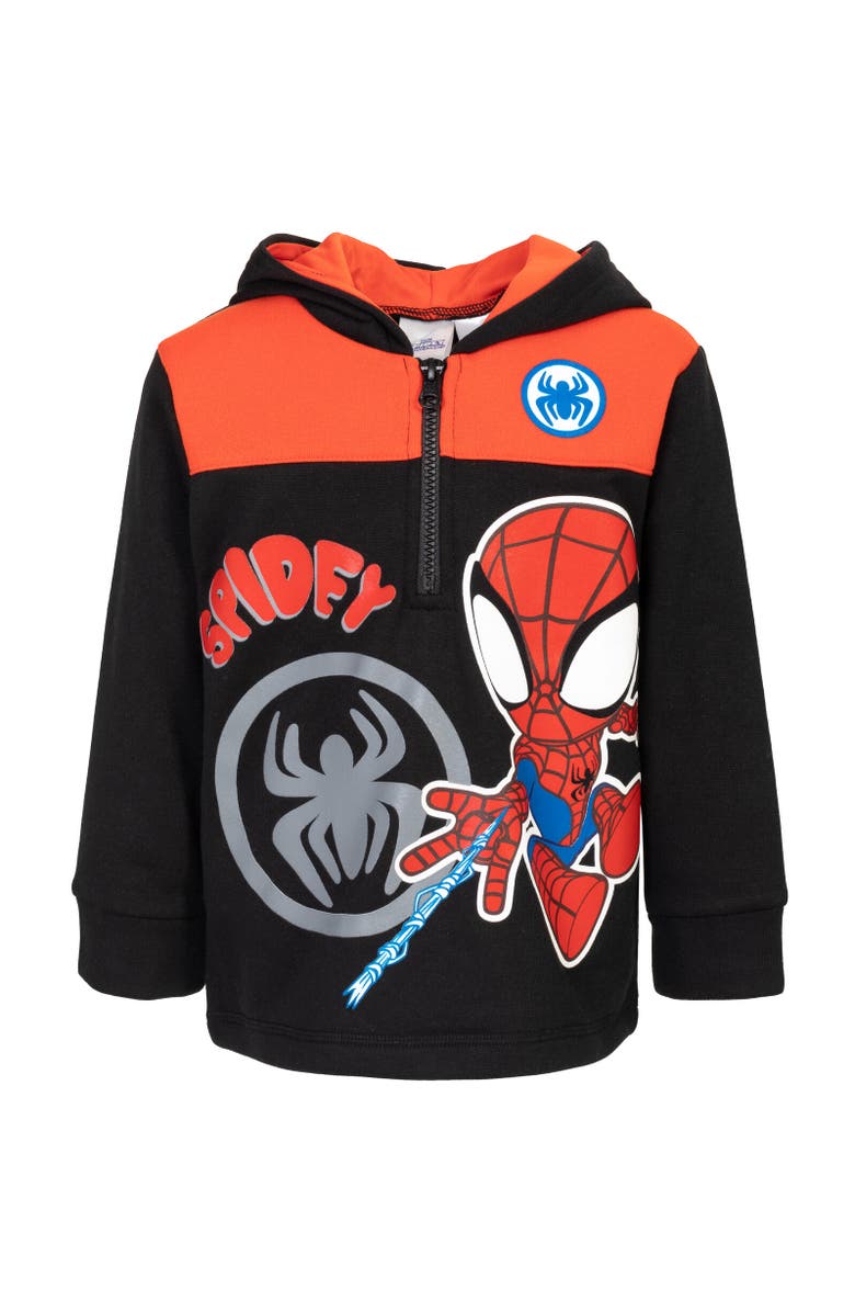 Marvel Spidey and His Amazing Friends Half Zip Hoodie, Main, color, Spider-Man Black