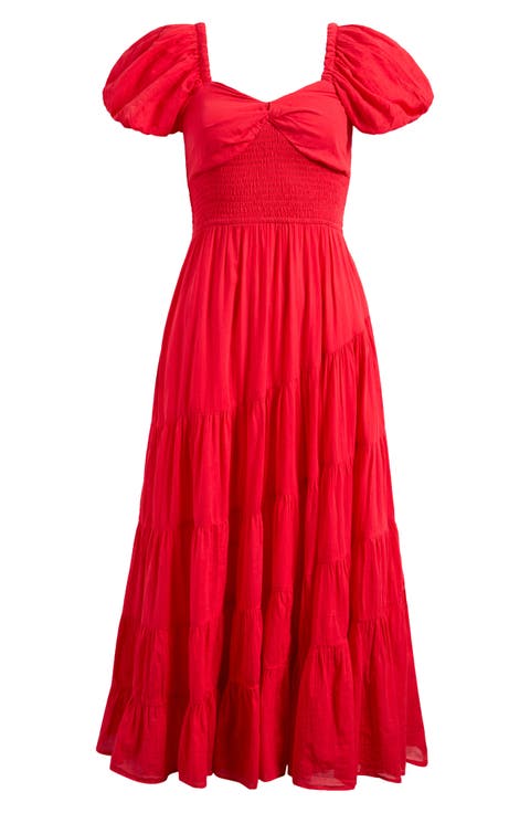 Sundrenched Smocked Puff Sleeve Maxi Dress