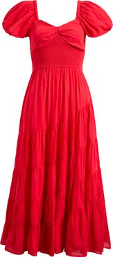 Free People Sundrenched Smocked Puff Sleeve Maxi Dress