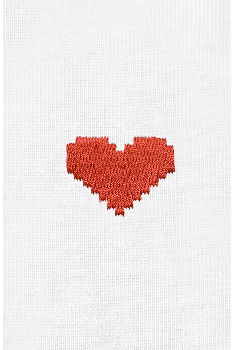 Womens Pixel Heart Jersey Relaxed Tee, Alternate, color, White