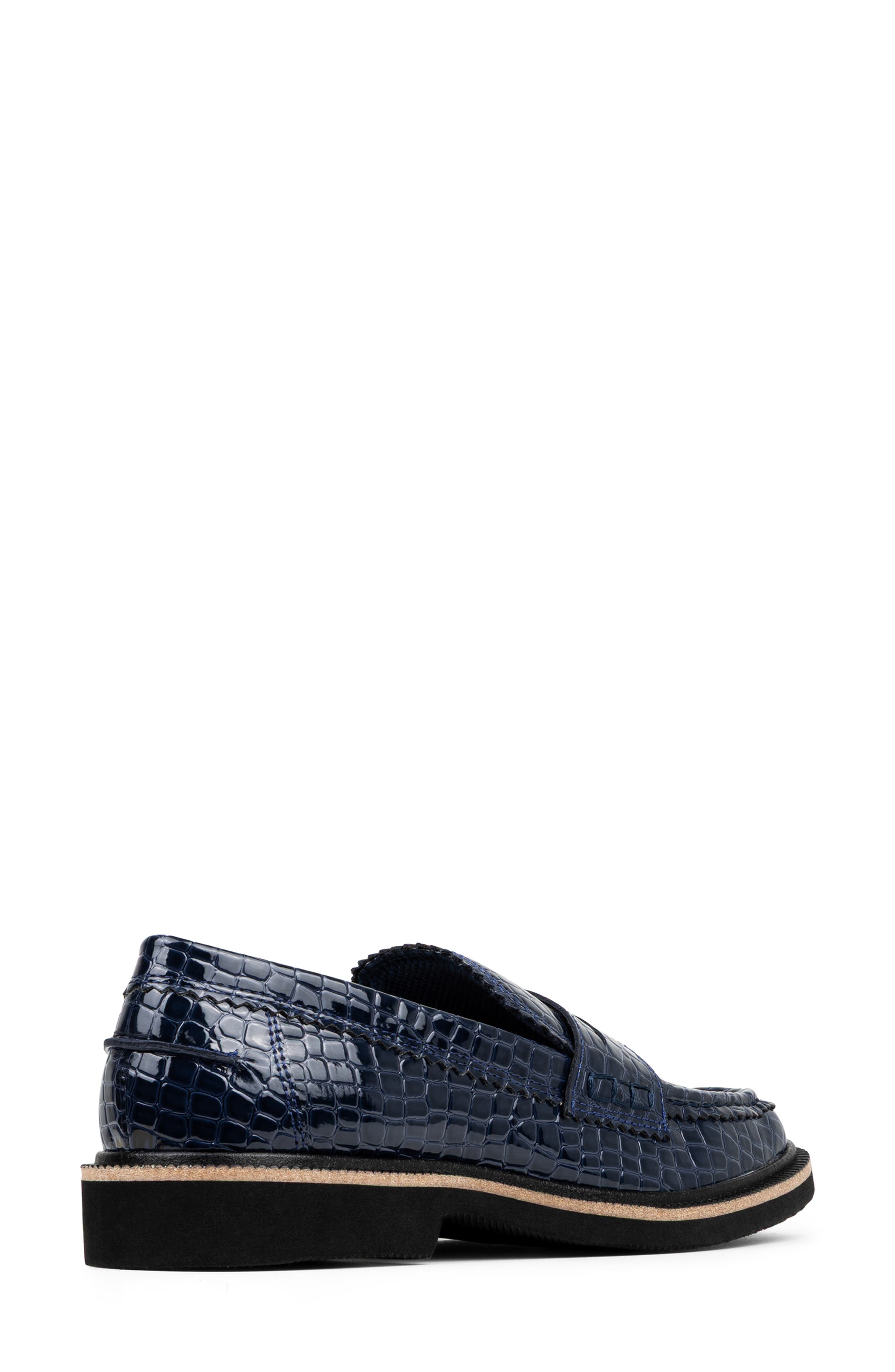 Donald Pliner Croc Embossed Loafer, Alternate, color, Navy