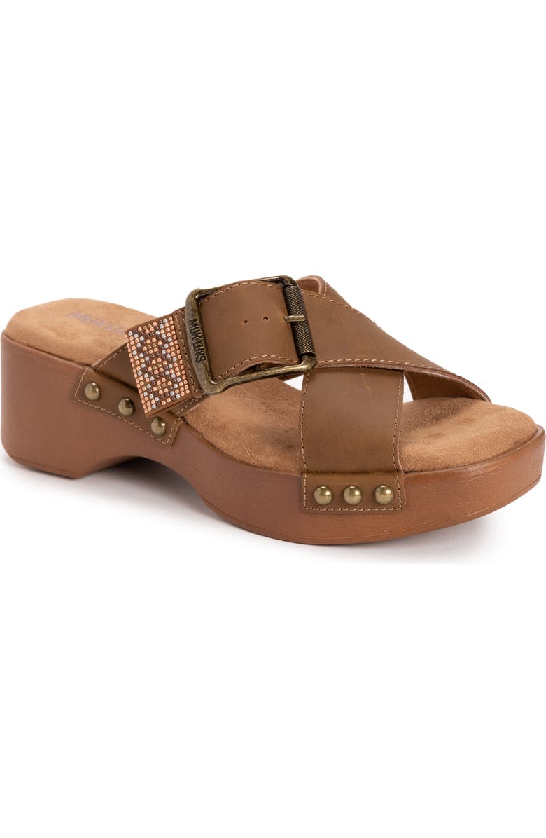 MUK LUKS Charlotte Platform Slide Sandal, Main, color, Brown