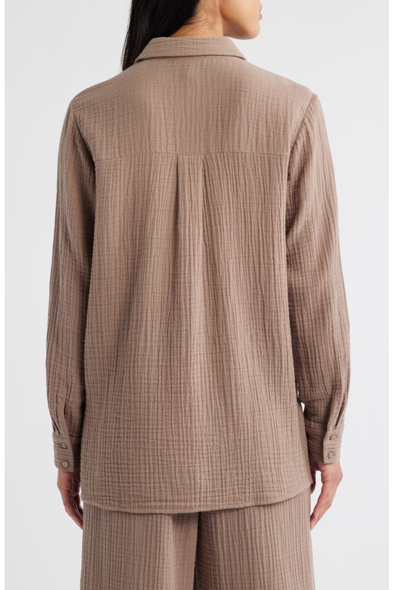 Easy Classic Organic Cotton Button-Up Shirt, Alternate, color, COCOA