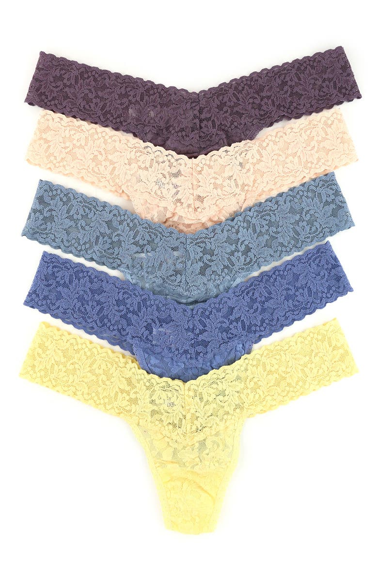 Hanky Panky 5-Pack Low Rise Lace Thongs, Main, color, 