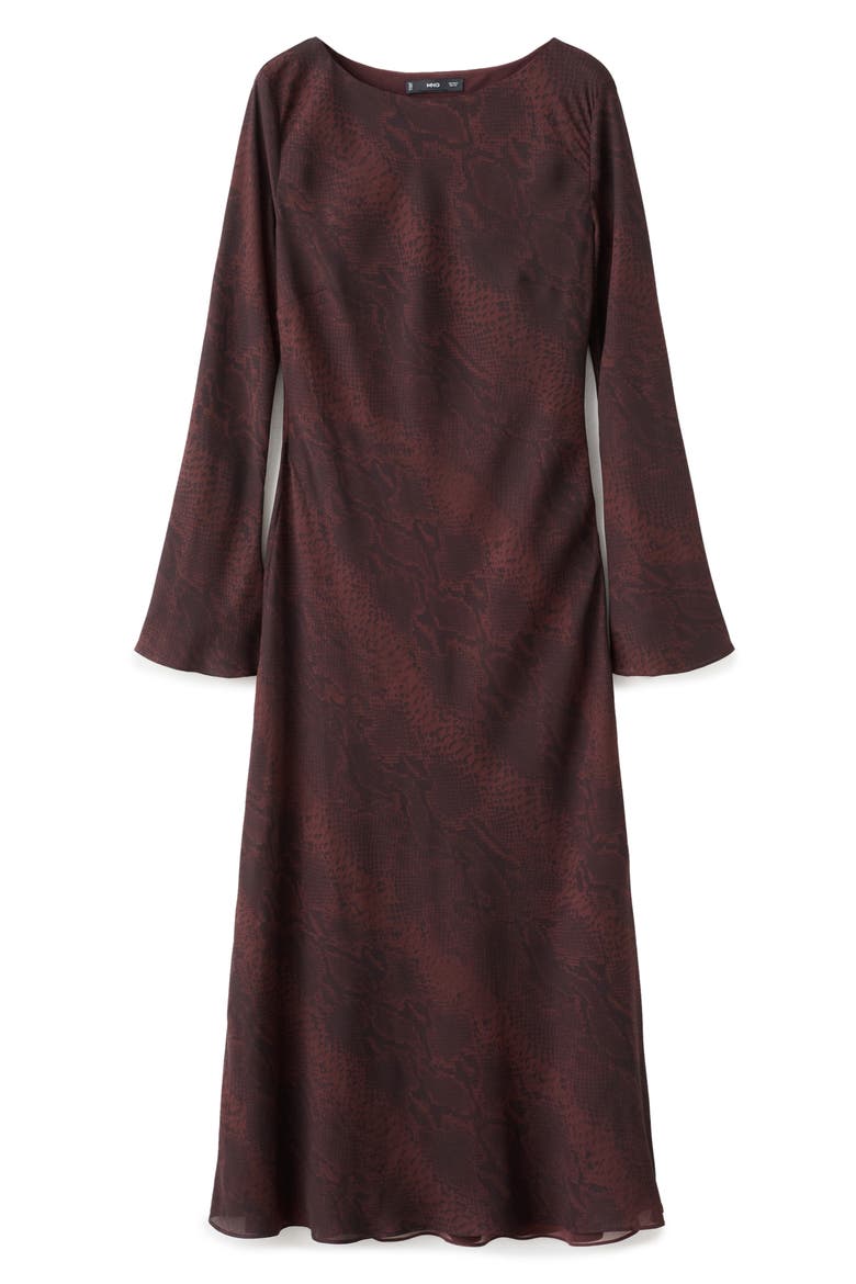 Animal Print Long Sleeve Maxi Dress, Main, color, BURGUNDY