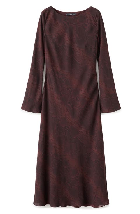 Animal Print Long Sleeve Maxi Dress