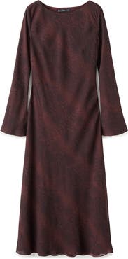 MANGO Animal Print Long Sleeve Maxi Dress