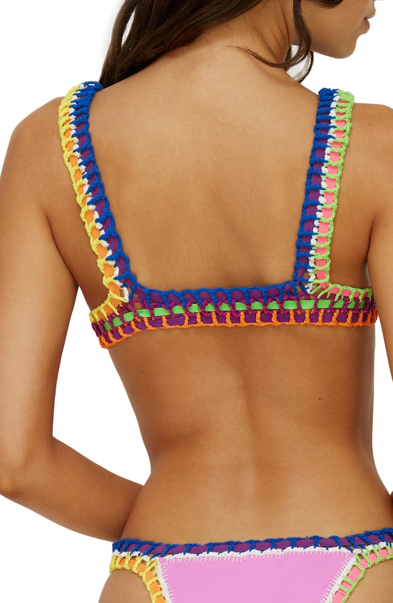 PQ SWIM Colorful Whipstitch Trim Triangle Bikini Top, Alternate, color, Ultraviolet
