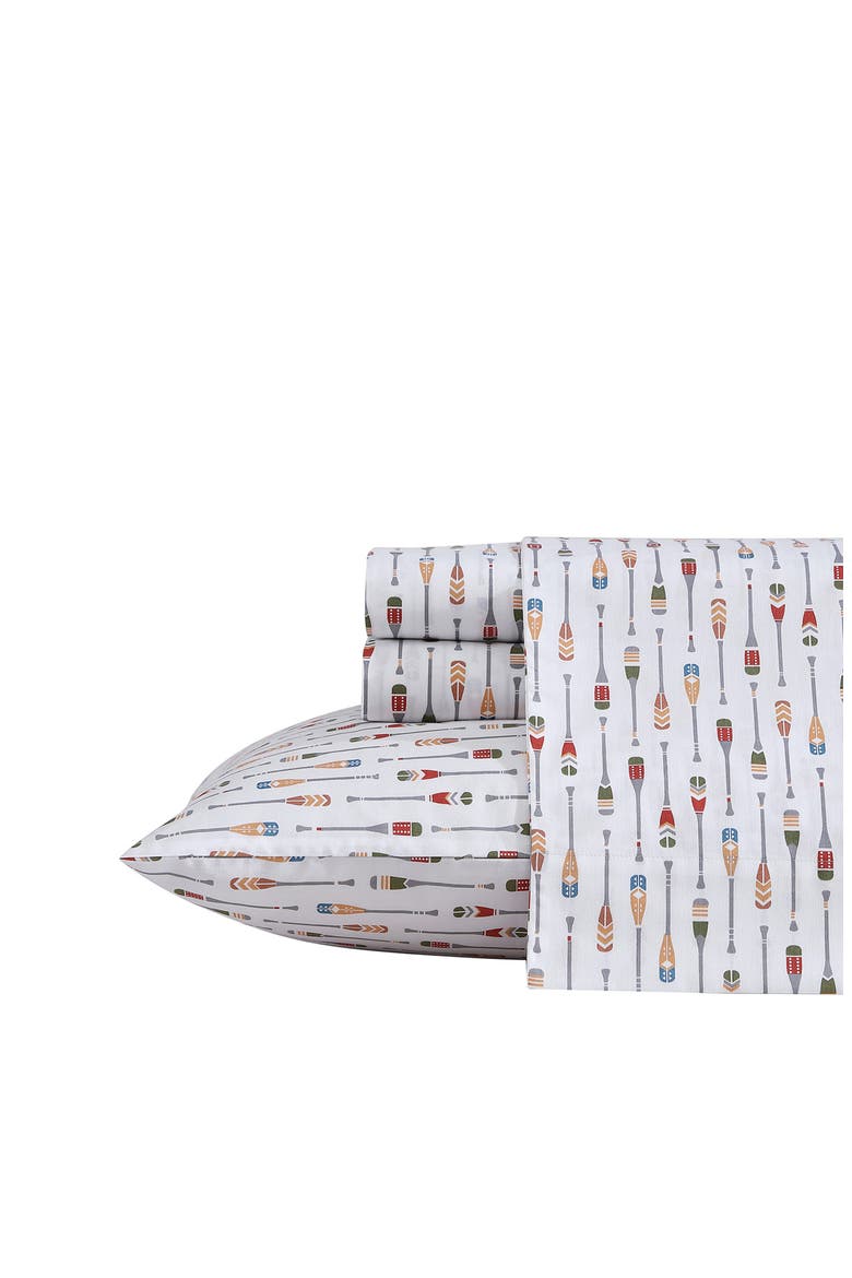 Canoe Lake Paddle 200 Thread Count Sheet Set, Main, color, WHITE
