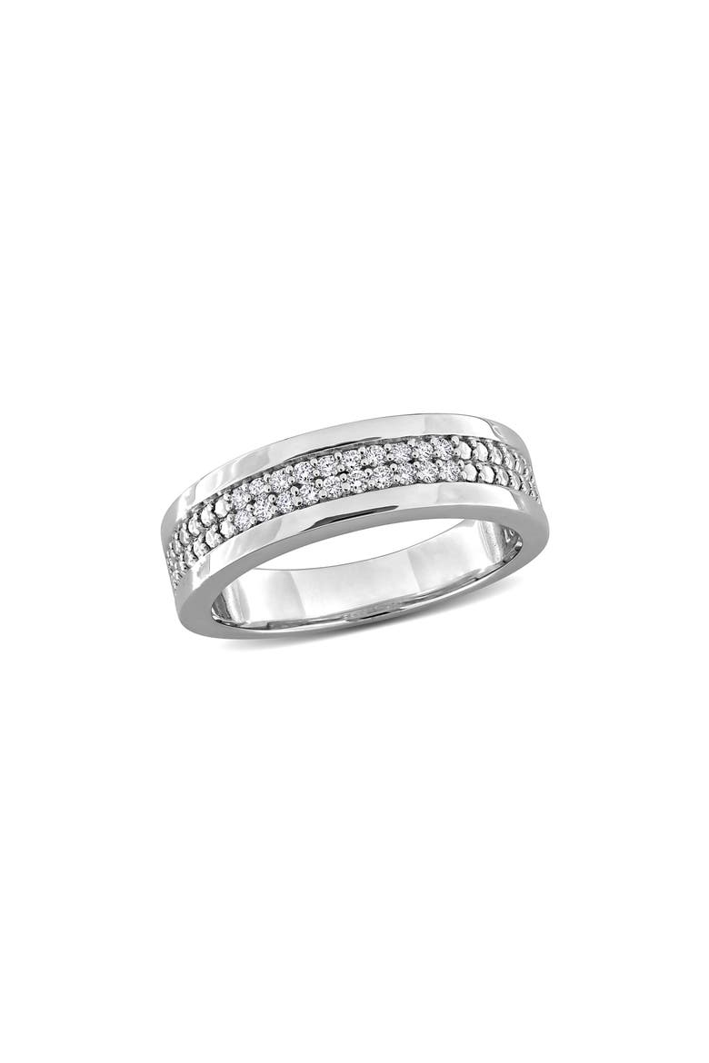 Men's Sterling Silver Pavé Lab Grown Diamond Band Ring, Main, color, WHITE