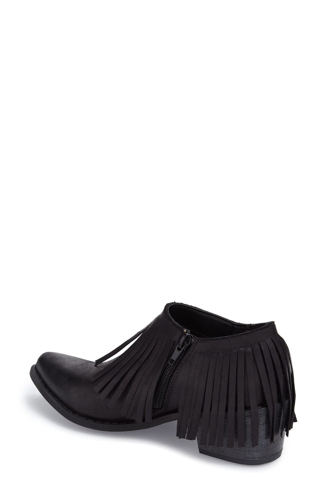'Bayou' Fringe Bootie, Alternate, color, BLACK LEATHER