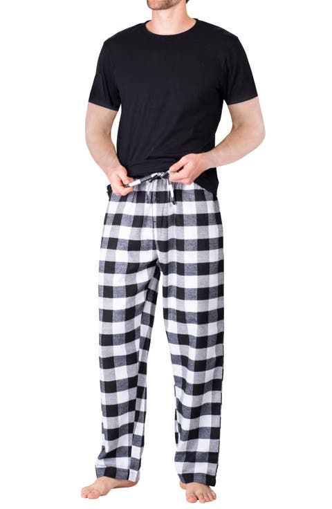 Knit Brushed Grid Flannel Pajamas