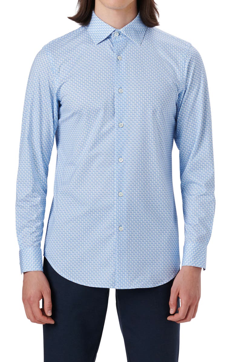 Bugatchi OoohCotton<sup>®</sup> Geo Print Button-Up Shirt, Main, color, 