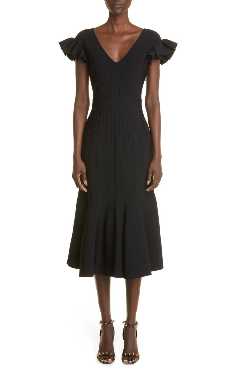 McQueen Alexander McQueen Mermaid Midi Dress, Main, color, 