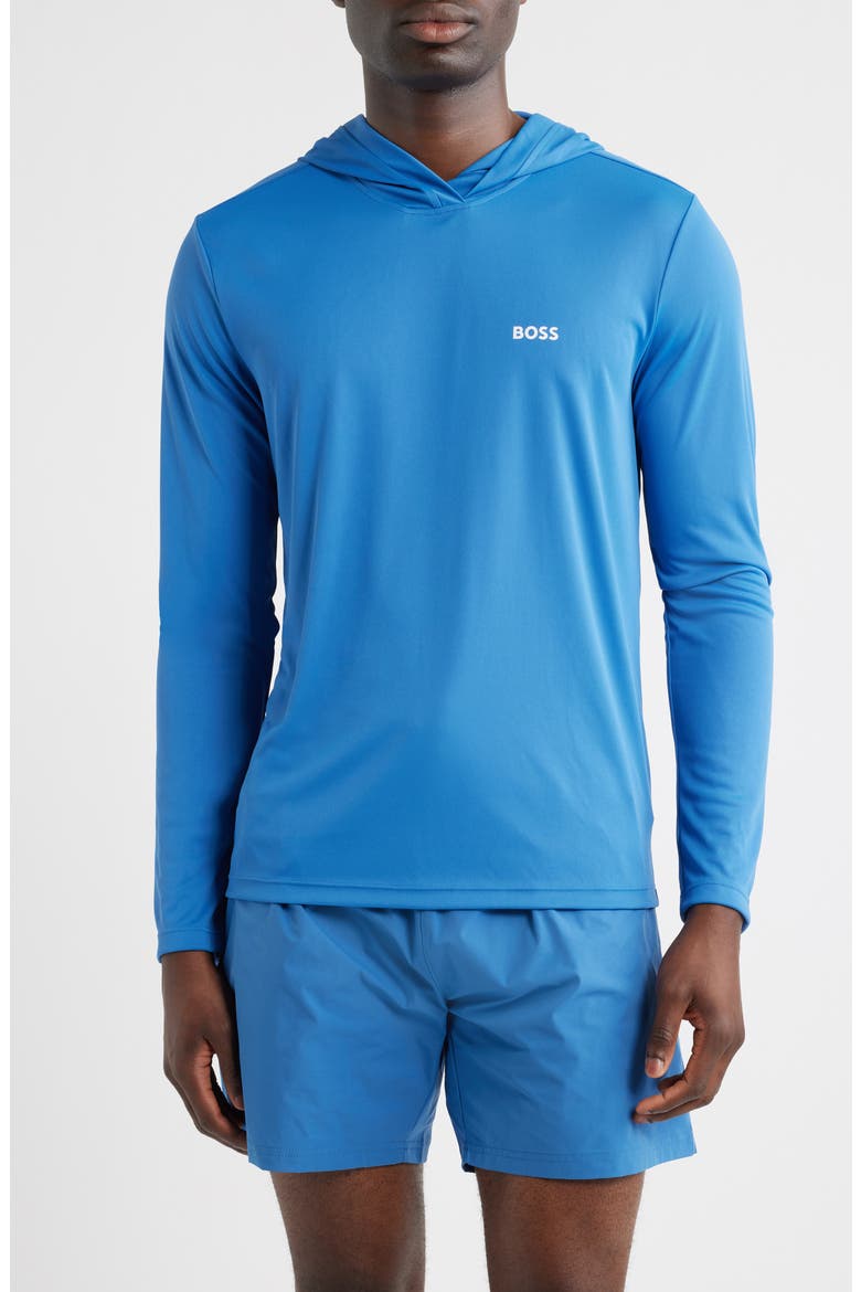 Hooded Long Sleeve Rashguard, Main, color, BRIGHT BLUE