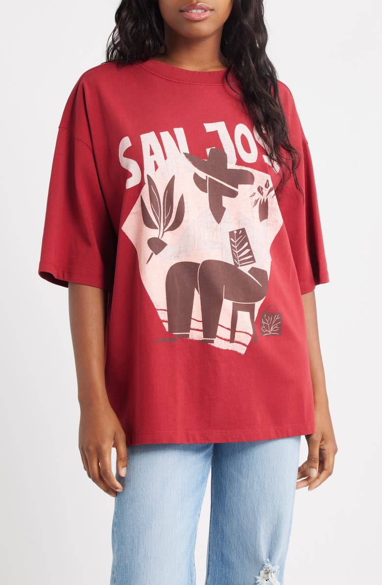Topshop San Jose Oversize Graphic T-Shirt, Main, color,