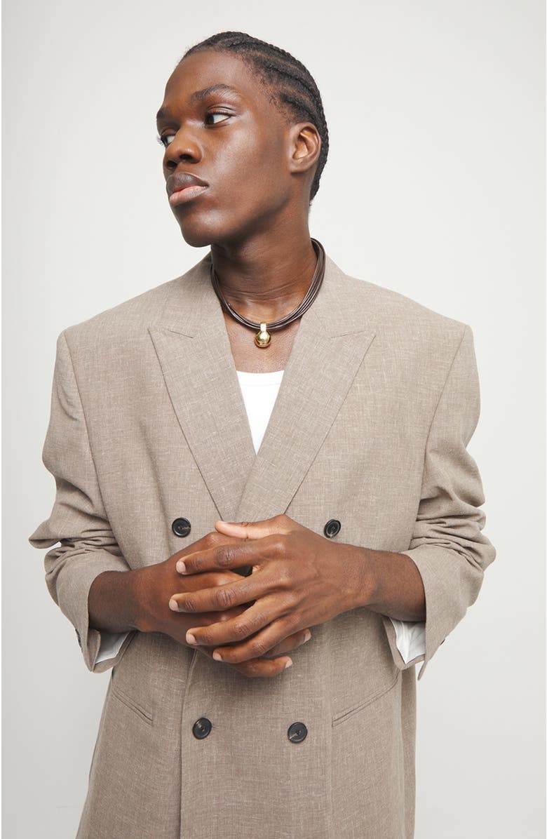 UNODE50 Leather necklace with large 18k gold-plated dial, Alternate, color, Gold