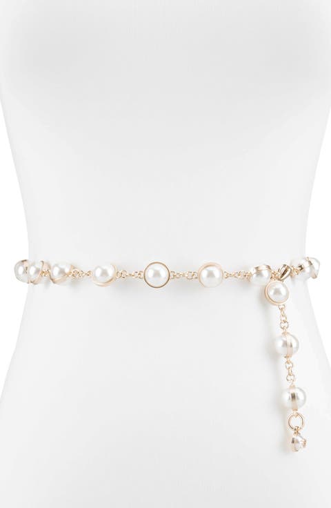 Imitation Pearl Chain Belt