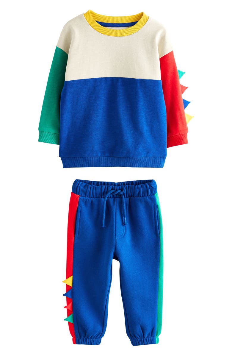 NEXT Kids' Colorblock Dinosaur Sweatshirt & Joggers Set, Main, color, Multi