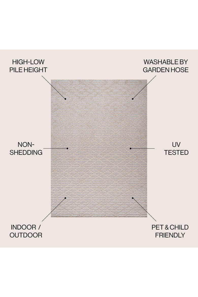 Ararat High-Low Pile Moroccan Diamond Modern Indoor/Outdoor Area Rug, Alternate, color, Beige
