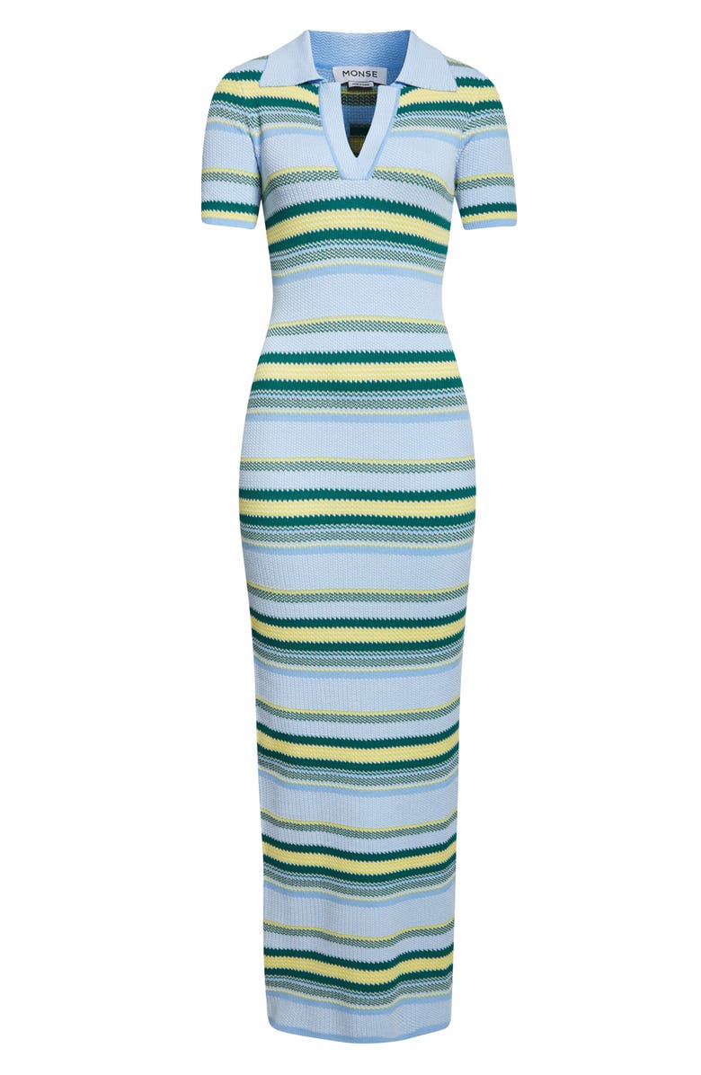 MONSE Stripe Jacquard Polo Maxi Dress, Alternate, color, Blue Stripe