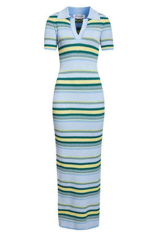 Monse Stripe Jacquard Polo Maxi Dress In Blue Stripe