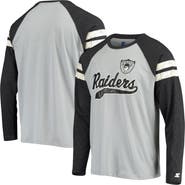 STARTER Men's Starter Silver/Black Las Vegas Raiders Throwback League Raglan Long Sleeve Tri-Blend T-Shirt