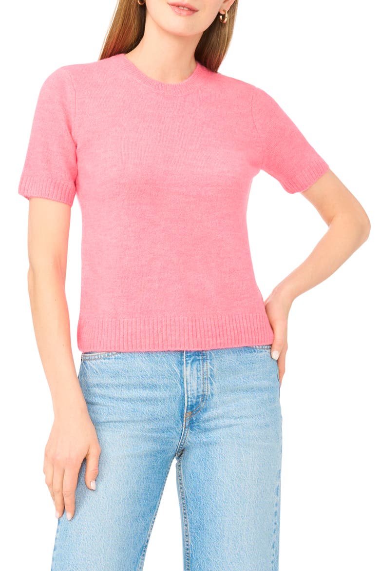 Short Sleeve Sweater, Main, color, POP PINK